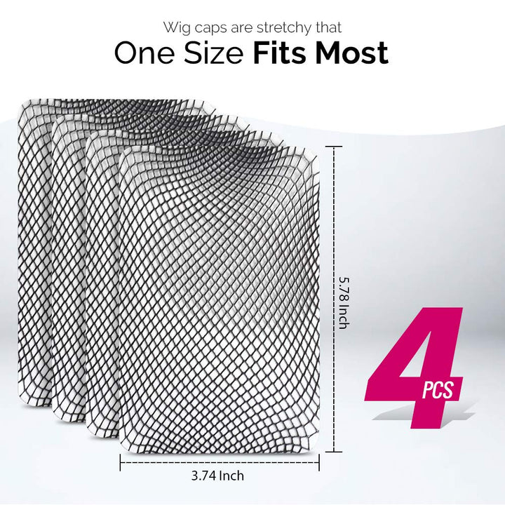 Wig Cap, FANDAMEI 4PCS Black Mesh Wig Cap Net, Closed End Hair Mesh Net Wig Caps, Liner Weaving Caps for Women, Men, Kids