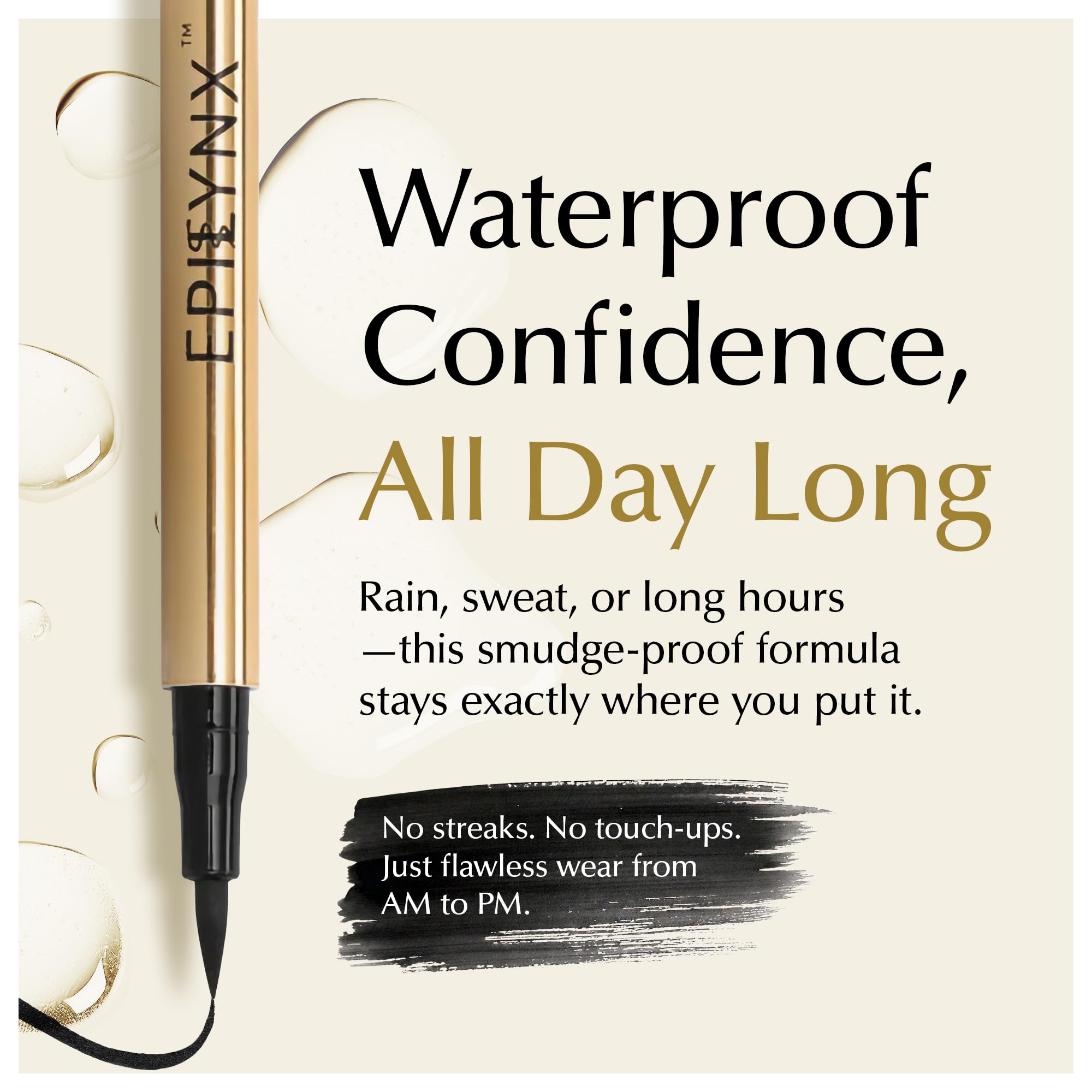 EPILYNX Waterproof Liquid Eyeliner - Smudge-Proof, Long-Lasting Vegan Liquid Eyeliner Pen with Precision Tip for Smooth Application, Gluten-Free, Hypoallergenic Eye Liner - 2mL Black