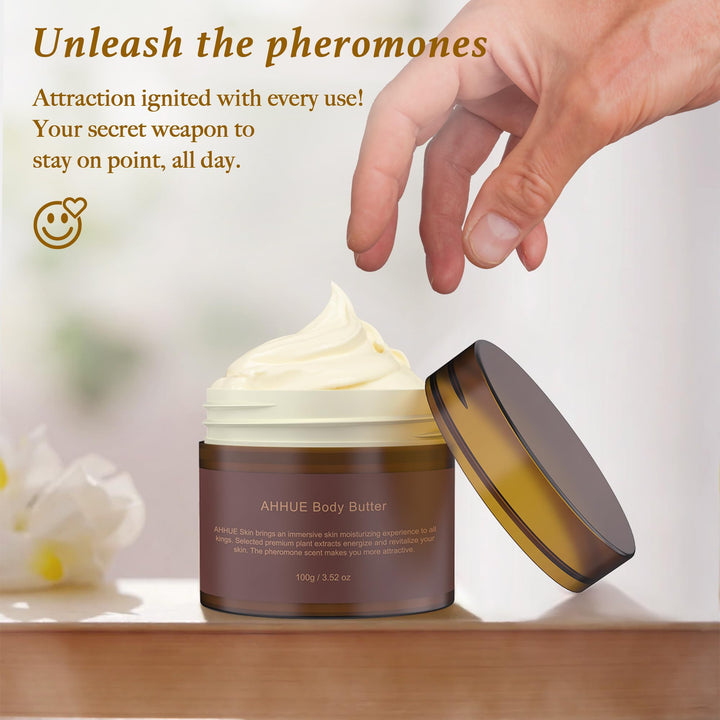 AHHUE Body Butter For Men - Body Butter With Pheromones - Natural and Organic Ingredients Shea Butter,Jojoba Oil&Camellia Seed Oil - Skin Moisturizing, Attractive Fragrance