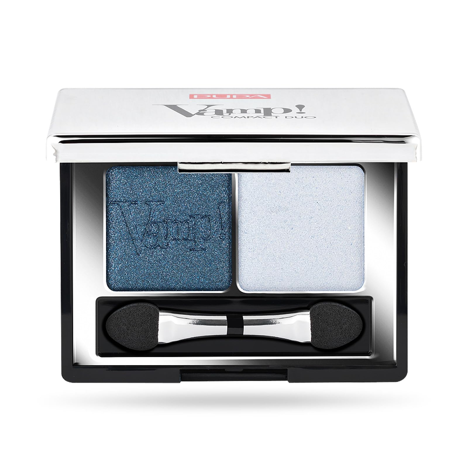 PUPA Milano Vamp! Compact Duo Eyeshadow - Adjustable Coverage And Great Blendability - High Concentration Of Pigments - Extra Fine And Very Comfortable Texture - 012 Magnetic Blue - 0.078 Oz