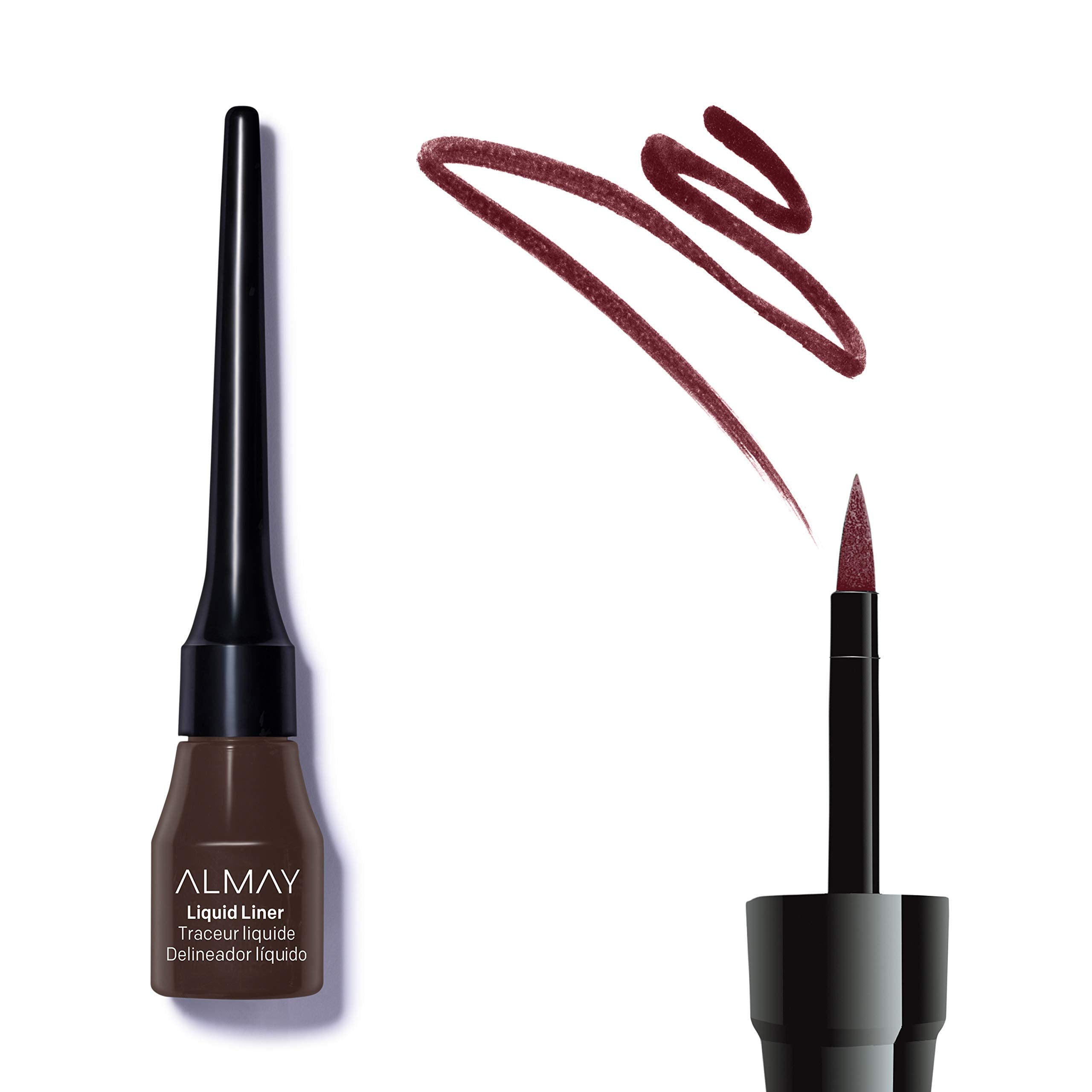 Almay Liquid Eyeliner, Waterproof and Longwearing, Hypoallergenic, Cruelty Free, -Fragrance Free, Ophthalmologist Tested, 222 Brown, 0.08 oz
