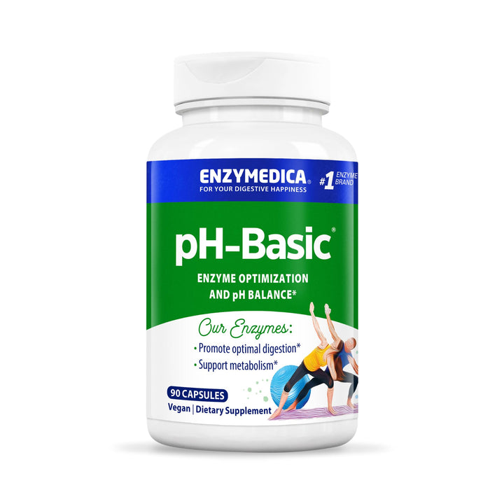 Enzymedica, pH-Basic, Includes Digestive Enzymes, Nutrients & Herbs, Supports Healthy Digestion & pH Balance, 90 Count - FFP