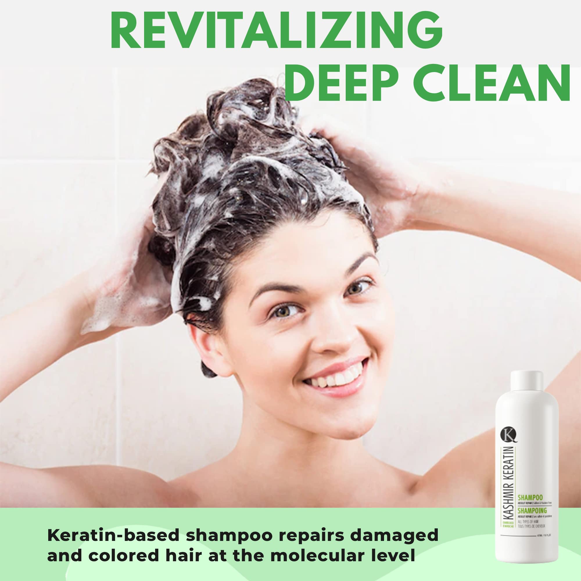 Kashmir Keratin Enriched Shampoo Sulfate Paraben Free For All Types Of Hair NEW PRESENTATION (16 Fl. Oz)