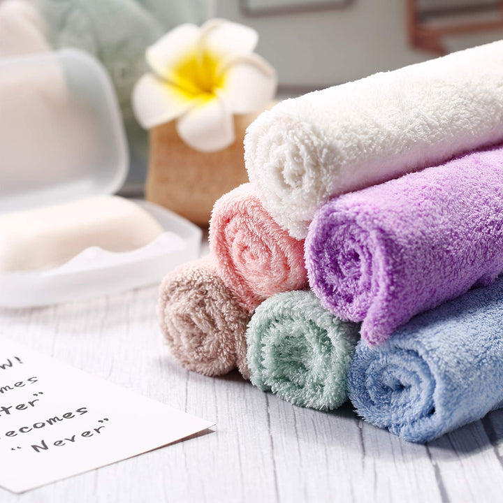 12 Pieces Face Makeup Remover Cloths Microfiber Wash Cloth Soft Fast Drying Facial Cleansing Cloth for Face, 12 x 12 Inch (Assorted Color)