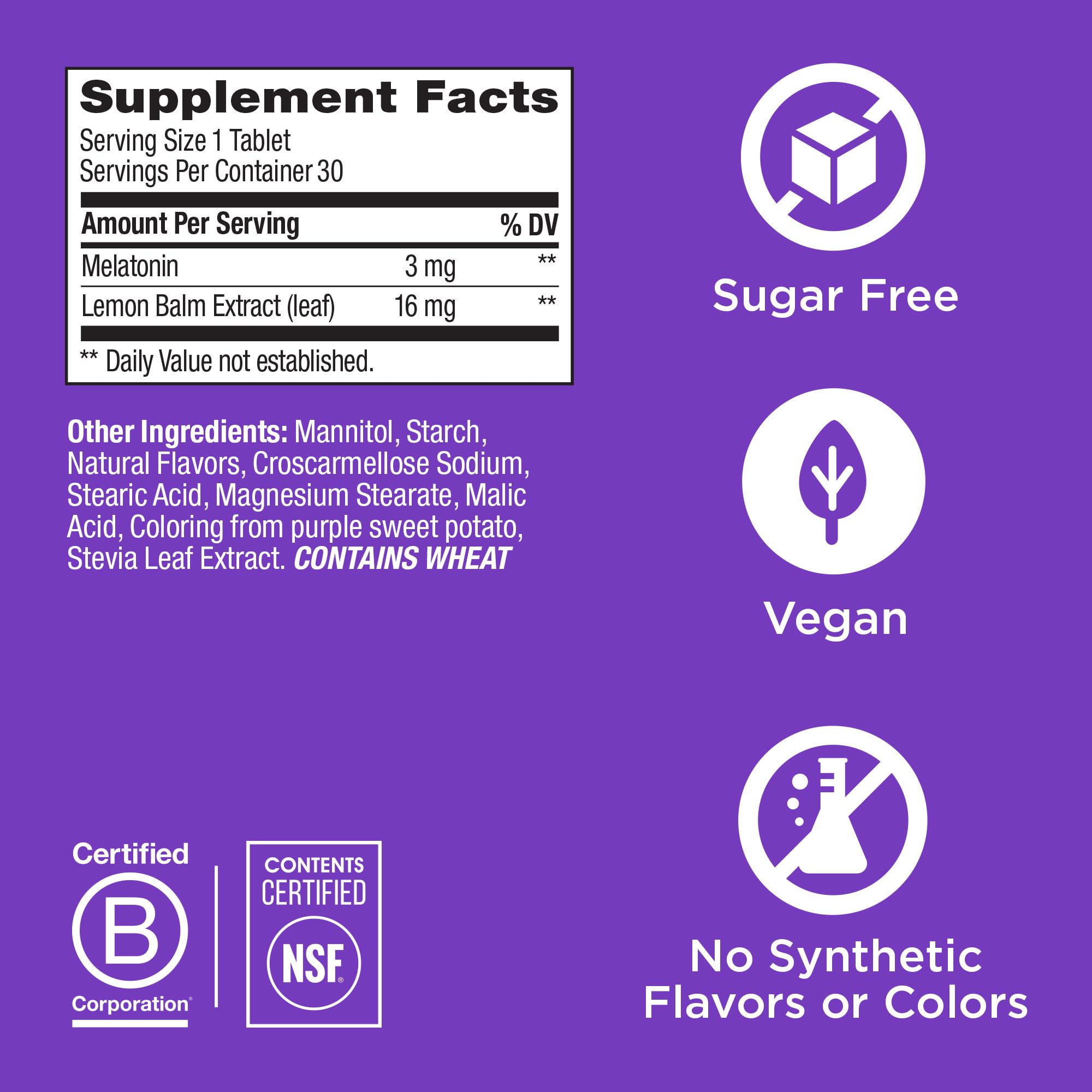OLLY Sleep Fast Dissolves, 3mg Melatonin, Lemon Balm, Strawberry Flavor, 30 Day Supply - 30 Count