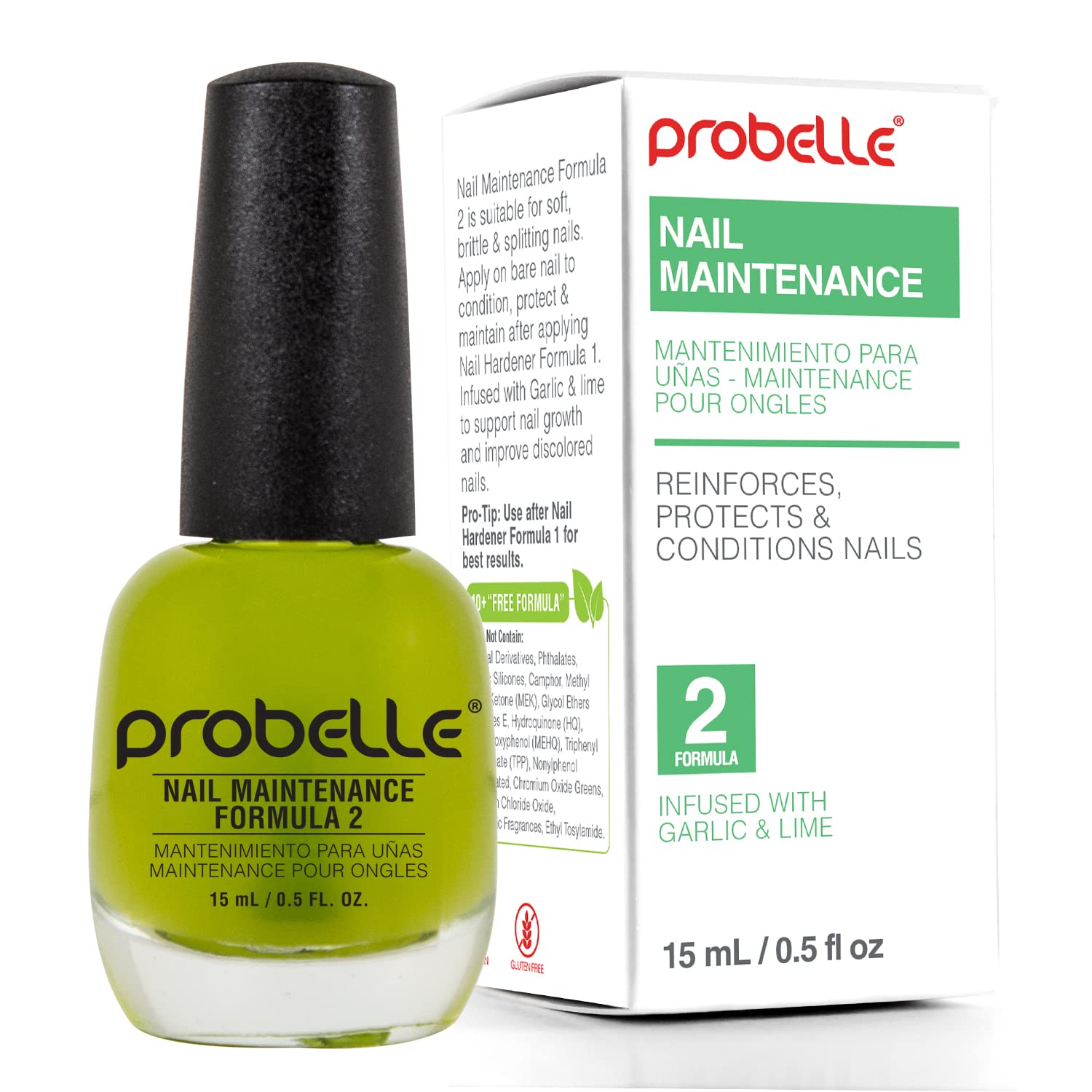 Probelle Formula 2 Nail Maintenance With Garlic And Lime. 5 Fl Oz/ 15 Ml
