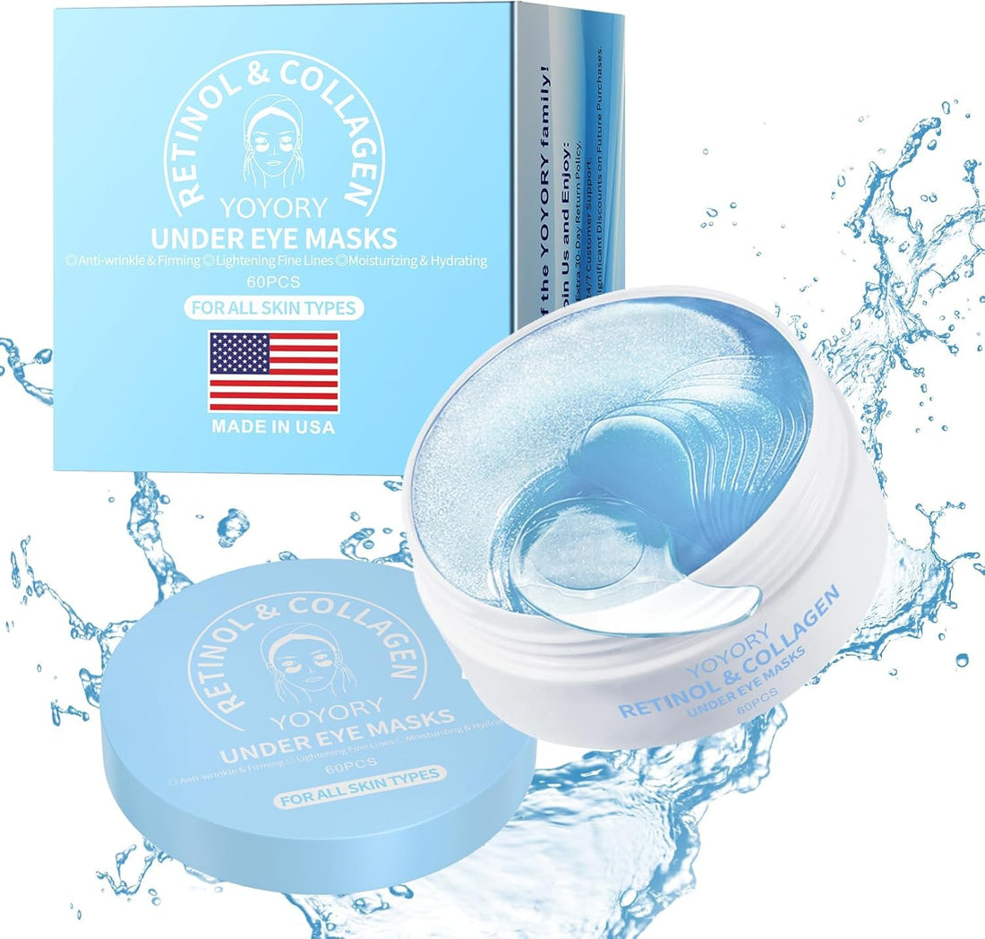 YOYORY Under Eye Patches - Eye Gel Masks for Wrinkles, Dark Circles, Puffy Eyes, Fine Lines, Eye Bags Treatment with Hyaluronic Acid Collagen, Moisturizing Hydrating 60Pcs,Blue
