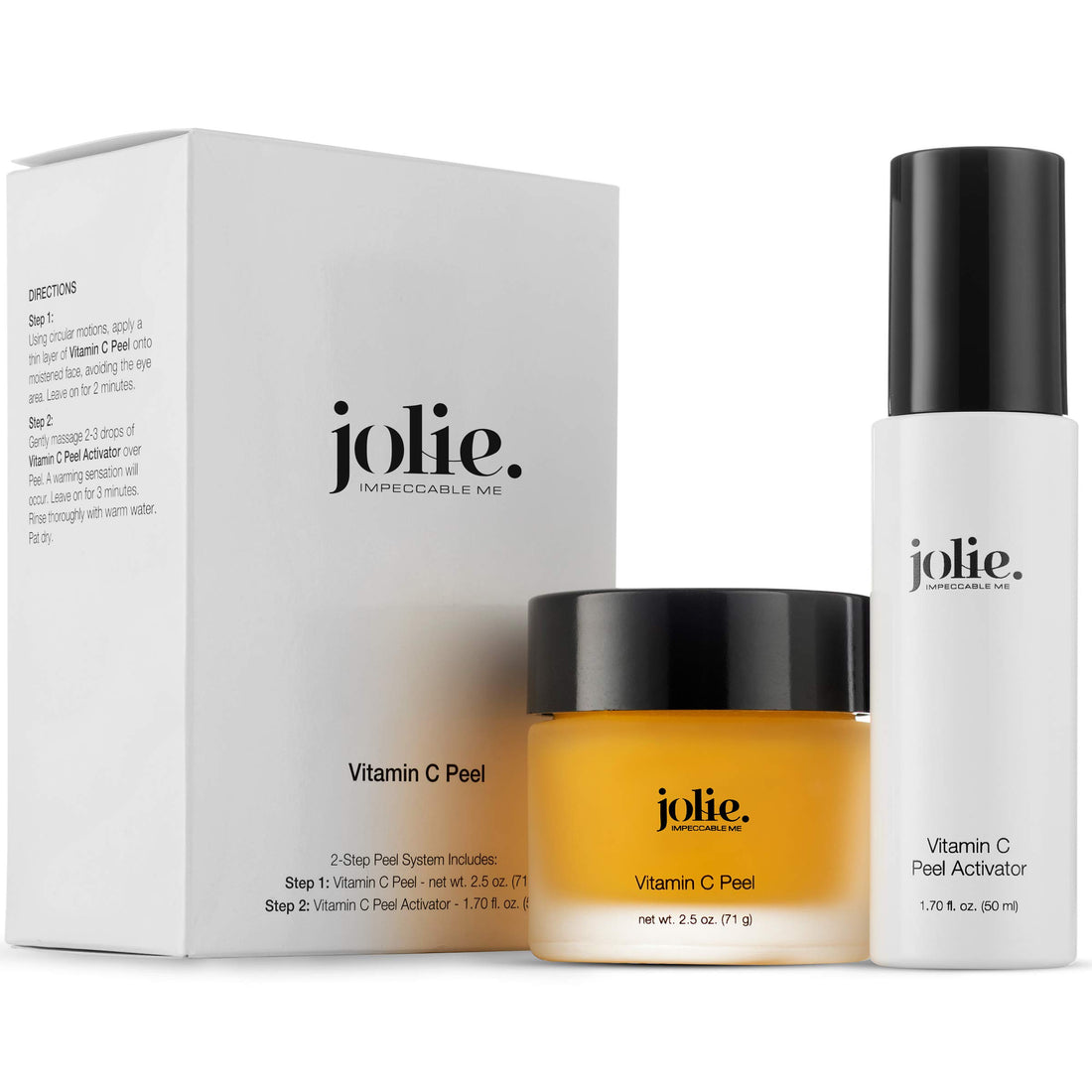 Jolie Professional Vitamin C Peel - Gentle Face Brightening & Illumitating Peeling Treatment System - 2 Step Kit