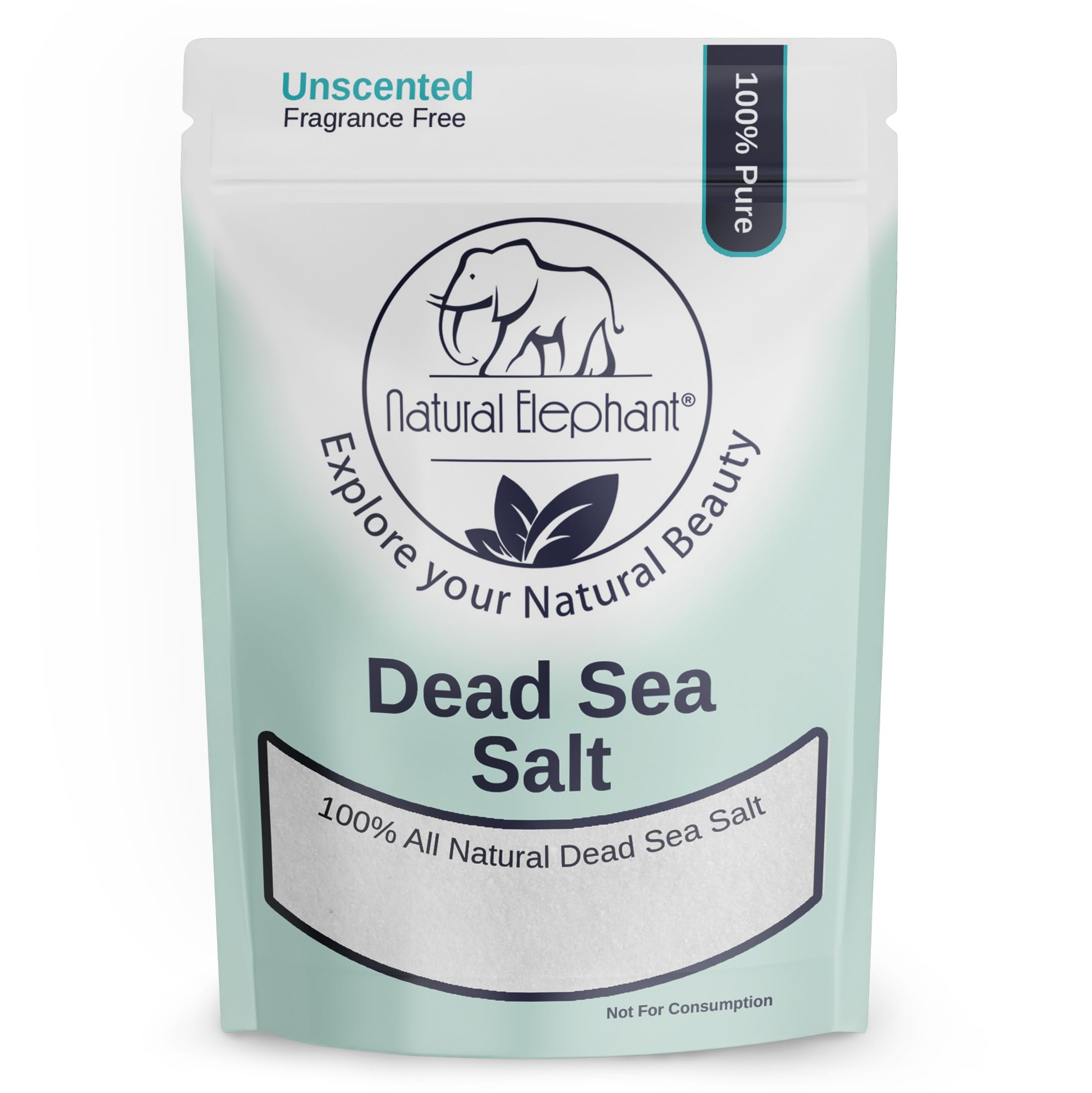Natural Elephant Dead Sea Salt 100% Natural & Pure 1 lb, 2 lb, 5 lb, 10 lb Bag Fine Grain for Psoriasis Eczema Acne & other Dermatological Needs, 1 lb, 450 g
