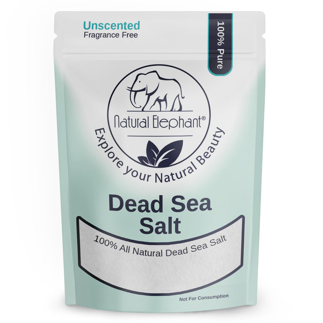 Natural Elephant Dead Sea Salt 100% Natural & Pure 1 lb, 2 lb, 5 lb, 10 lb Bag Fine Grain for Psoriasis Eczema Acne & other Dermatological Needs, 1 lb, 450 g