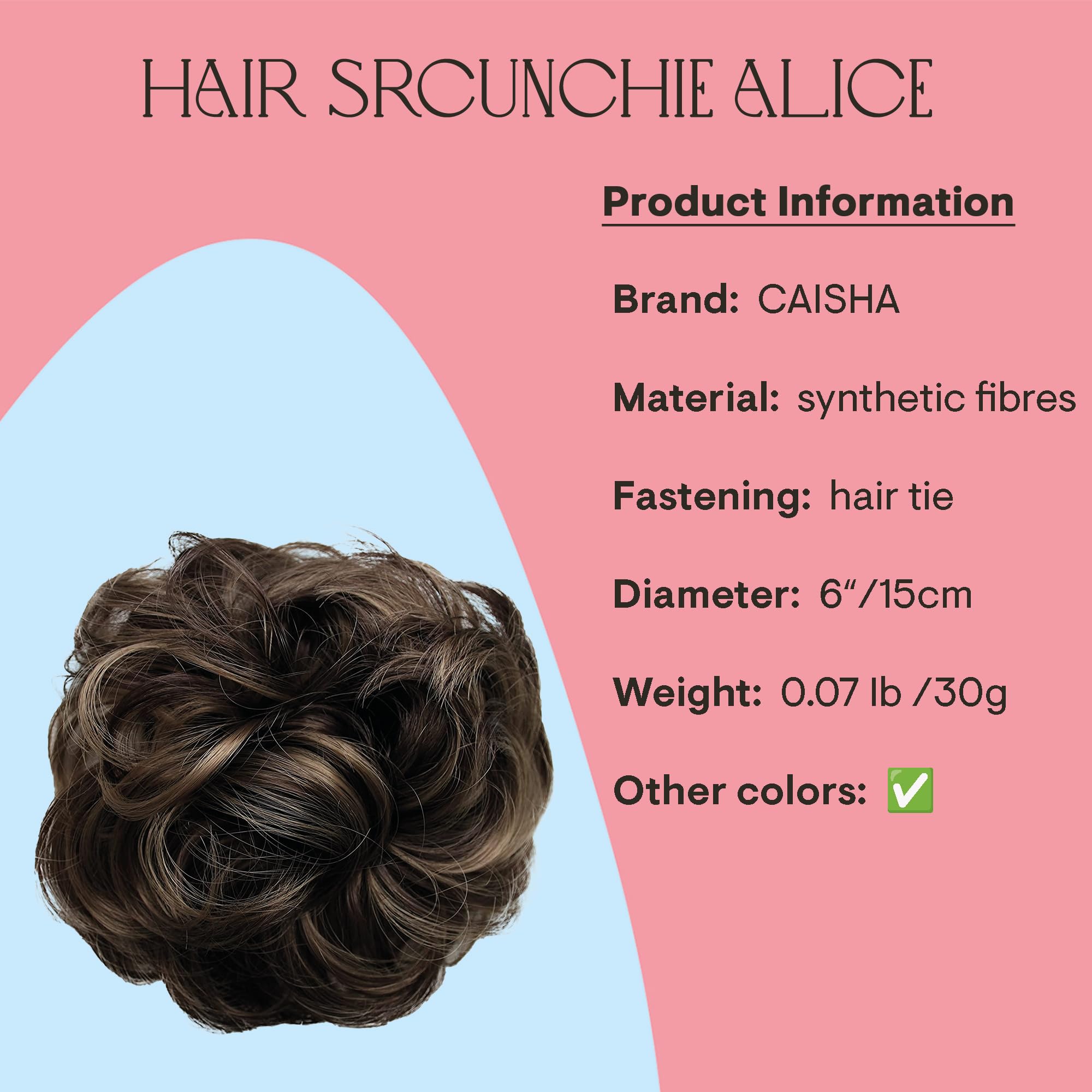 brown mix 32AH12 : PRETTYSHOP Scrunchie Scrunchy Bun Up Do Hair piece Hair Ribbon Ponytail Extensions Wavy Curly or Messy brown mix 32AH12