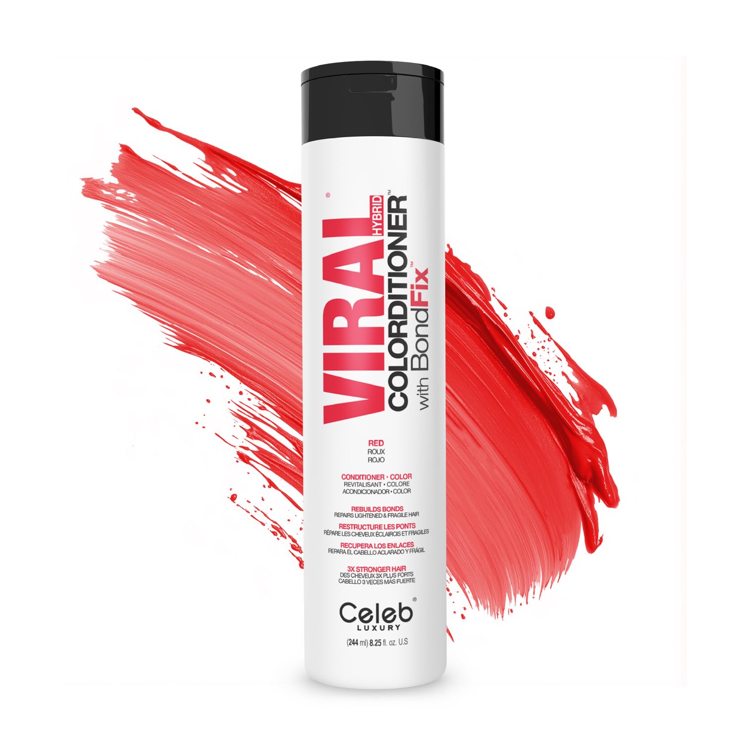Celeb Luxury Viral Colorditioner, Professional Semi-Permanent Hair Color Depositing Conditioner, Red 8.25 Fl Oz (Pack of 1)