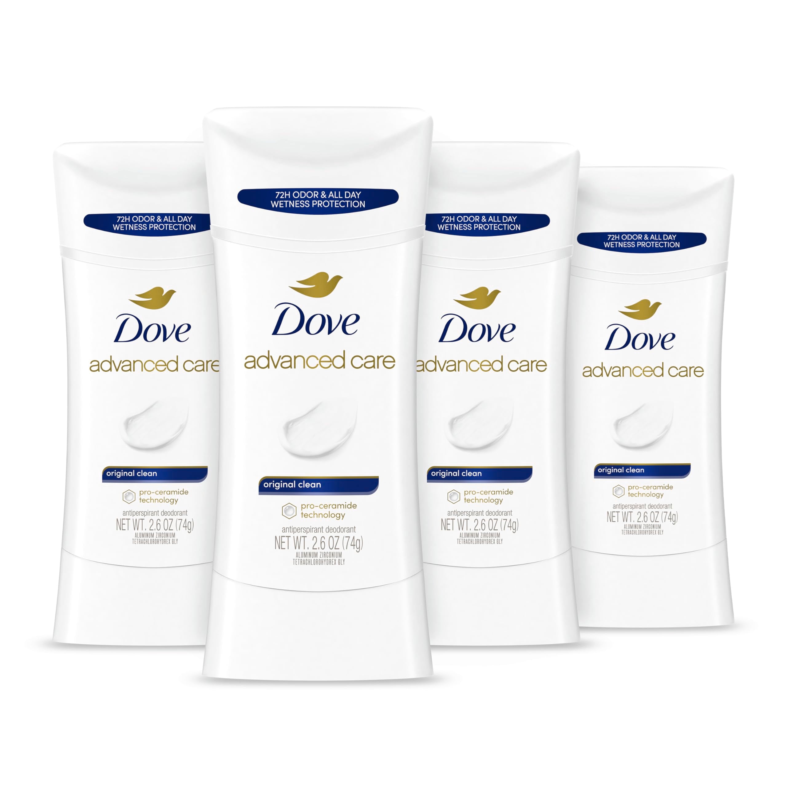 Dove Advanced Care Antiperspirant Deodorant, Original Clean, 2.6 oz, 4 count