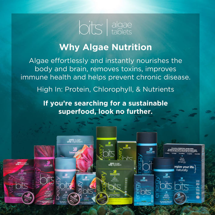 VITALITYbits - Organic Blended Spirulina & Chlorella Tablets - Algae Superfood - Energy, Self Care, Beauty - Replace Greens, Supplements, Protein, Snacks - Vegan, Keto, Gluten Free - 1000 Tablets Bag