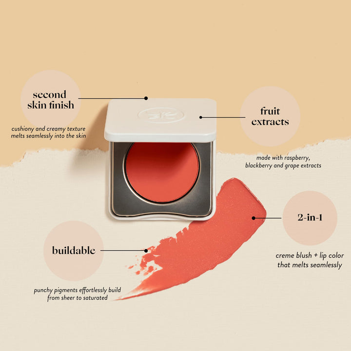 Honest Beauty Creme Cheek Blush, Coral Peach, 0.10 Ounce