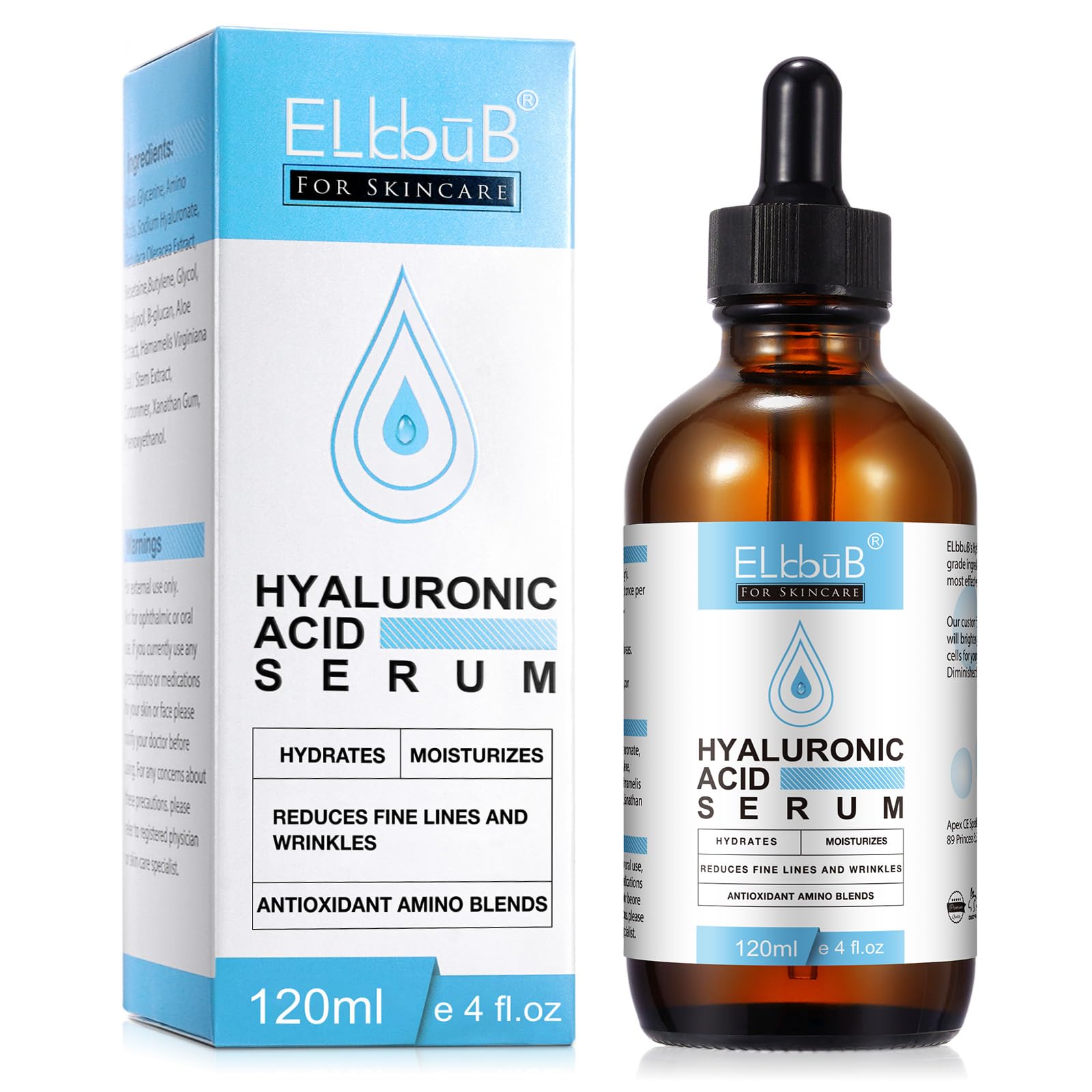 Hyaluronic Acid Serum for Face - 120ml Anti-Aging, Moisturizing Wrinkle Serum for Erasing Fine Lines and Wrinkles Soft Hydrating Easy Absorption Anti Aging Serum