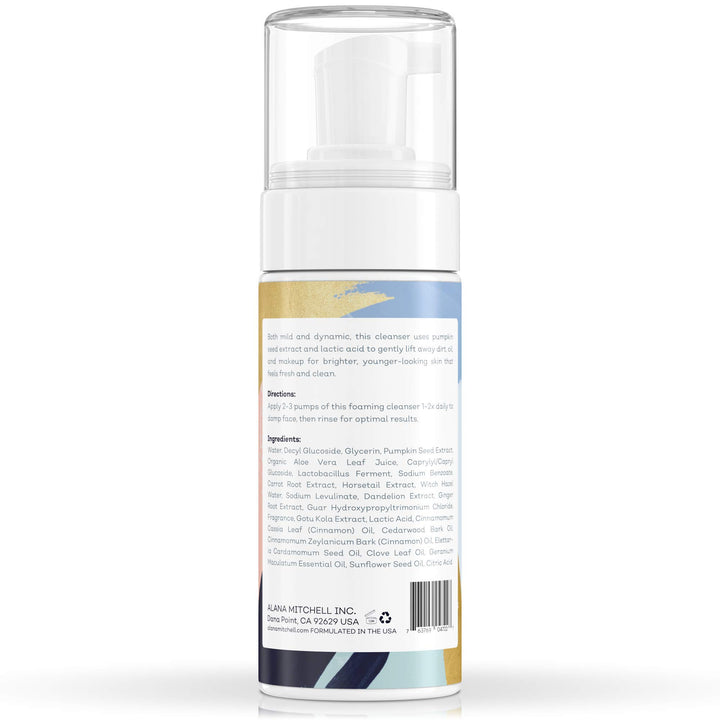 Moisturizing Foaming Pumpkin Cleanser By Alana Mitchell: Gentle Foam Wash With Aloe Vera For All Skin Types - Cleansing Anti-Aging Face Purifier To Refine Pores - Paraben Free, Antibacterial (6oz)