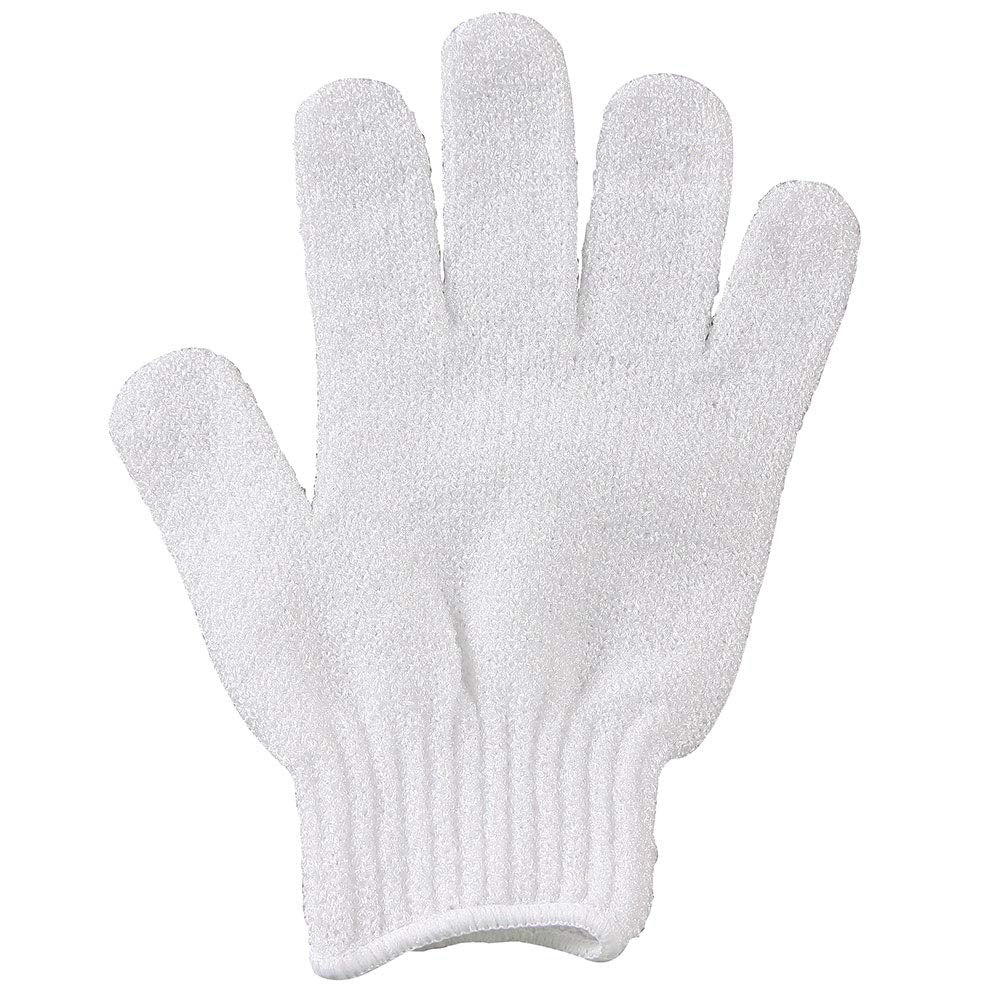 ForPro Premium Exfoliating Gloves, White, Extra-Thick, Body Exfoliating Shower and Bath Gloves, 6-Pair
