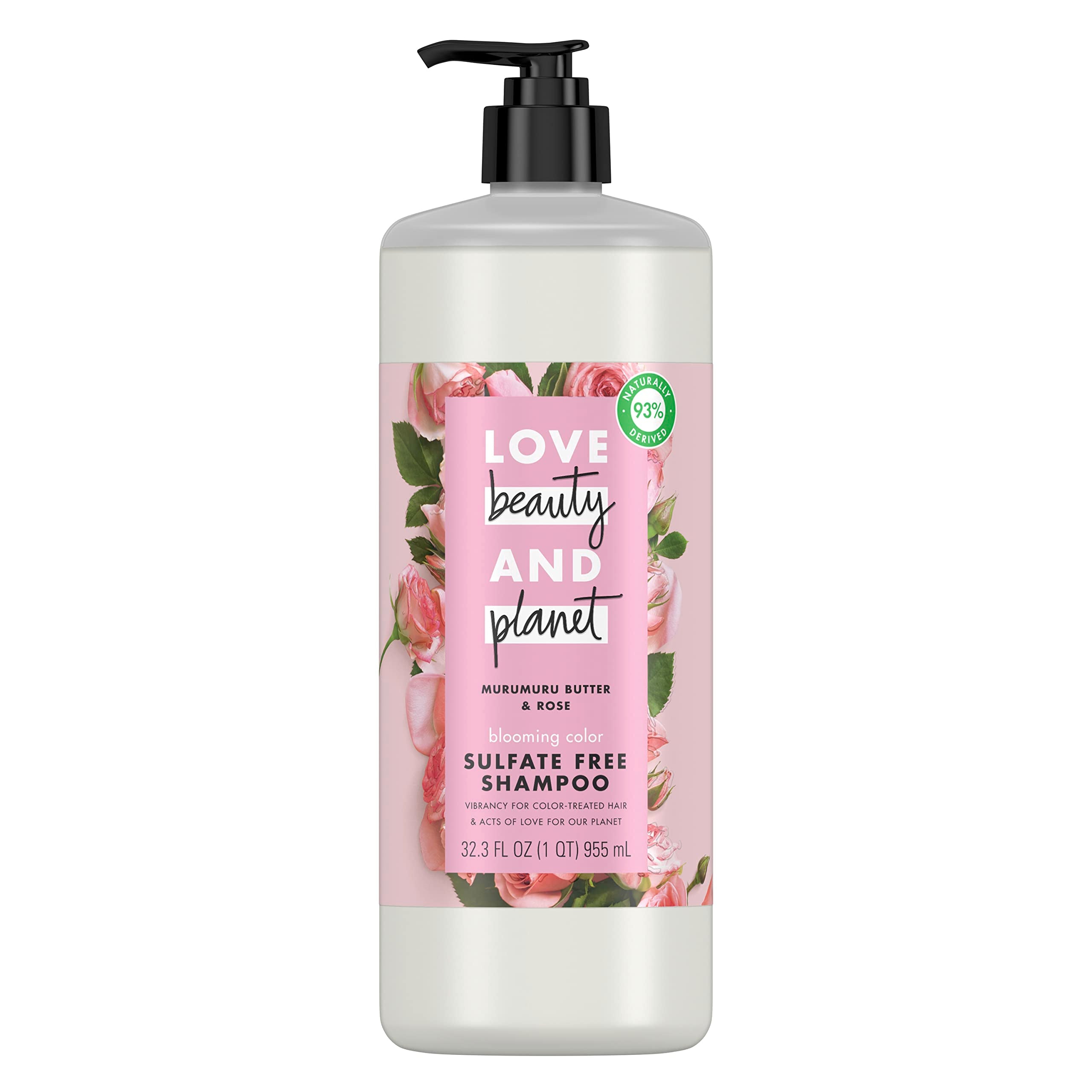 Love Beauty and Planet Blooming Color Sulfate-Free Shampoo Murumuru Butter & Rose, for Color Treated Hair Vegan, Paraben-free, Silicone-free, Cruelty-free 32.3 oz