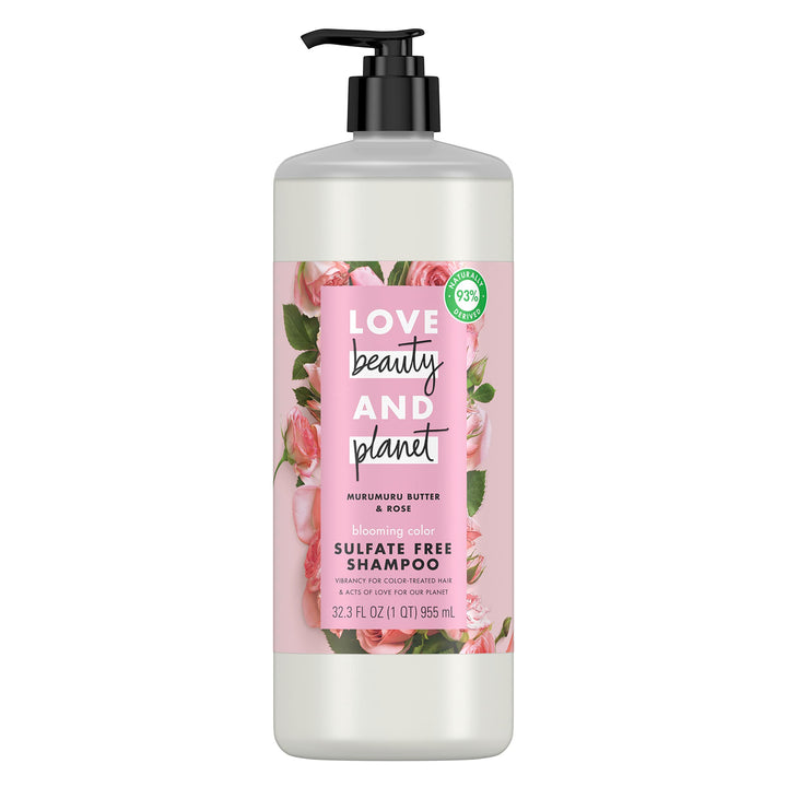 Love Beauty and Planet Blooming Color Sulfate-Free Shampoo Murumuru Butter & Rose, for Color Treated Hair Vegan, Paraben-free, Silicone-free, Cruelty-free 32.3 oz