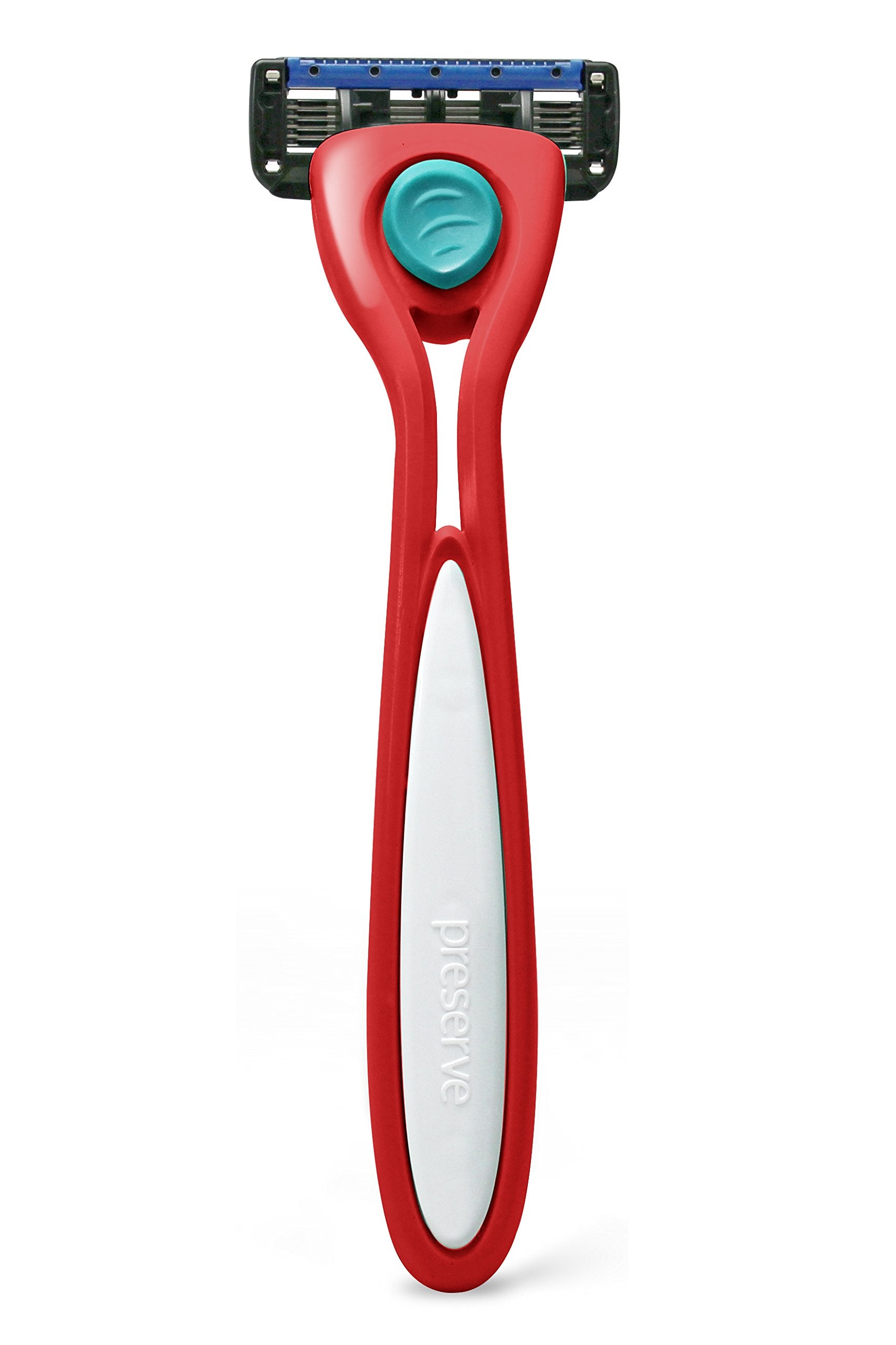 Preserve Shave 5 Five Blade Refillable Razor, Made from Recycled Materials, Poppy Red