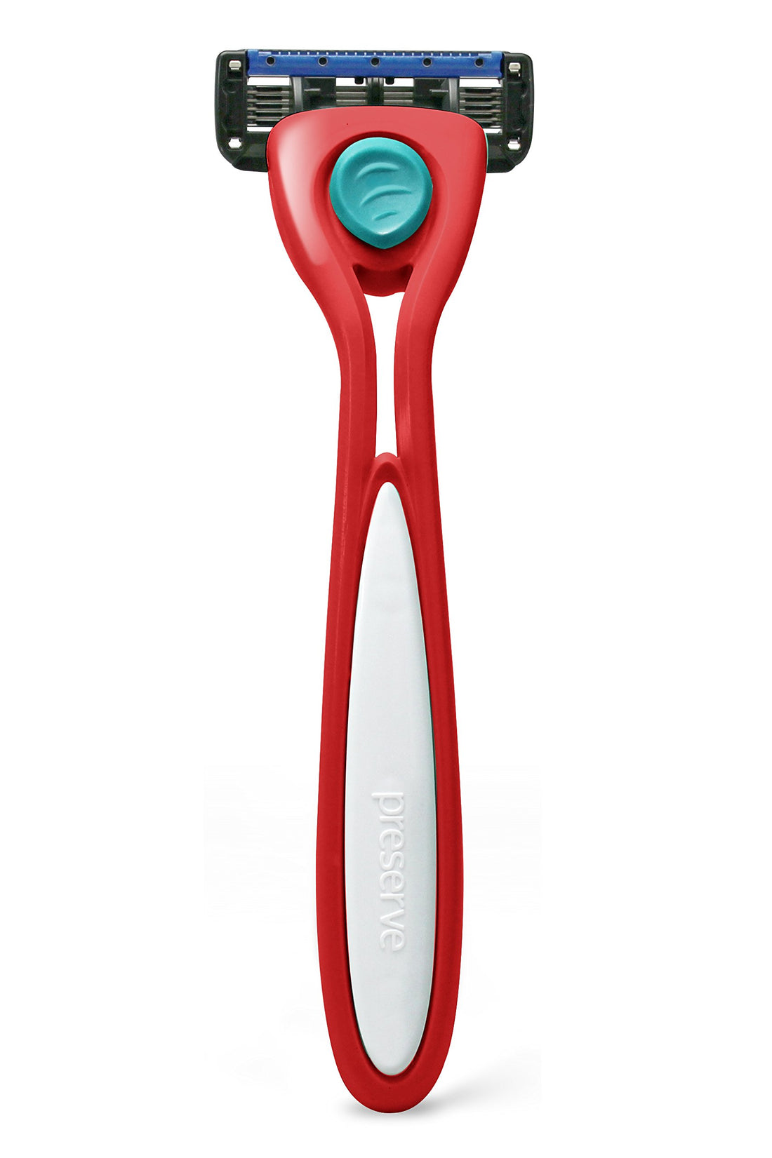 Preserve Shave 5 Five Blade Refillable Razor, Made from Recycled Materials, Poppy Red
