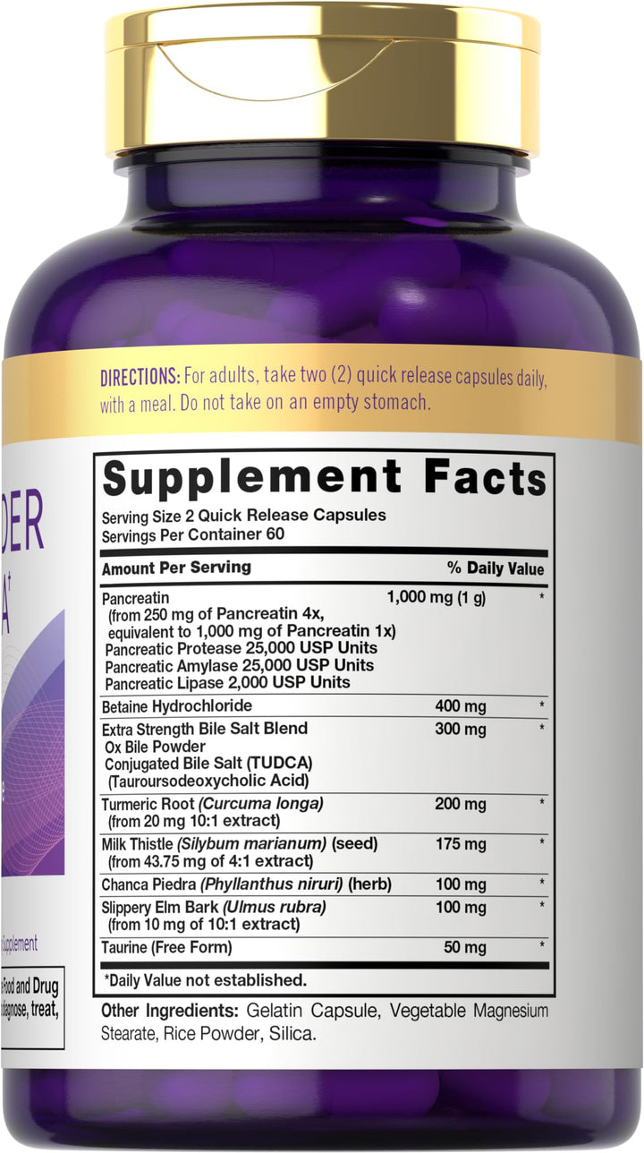 Carlyle Gallbladder Supplement | 120 Quick Release Capsules | Complete Digestive Enzyme Complex | Non-GMO & Gluten Free Formula