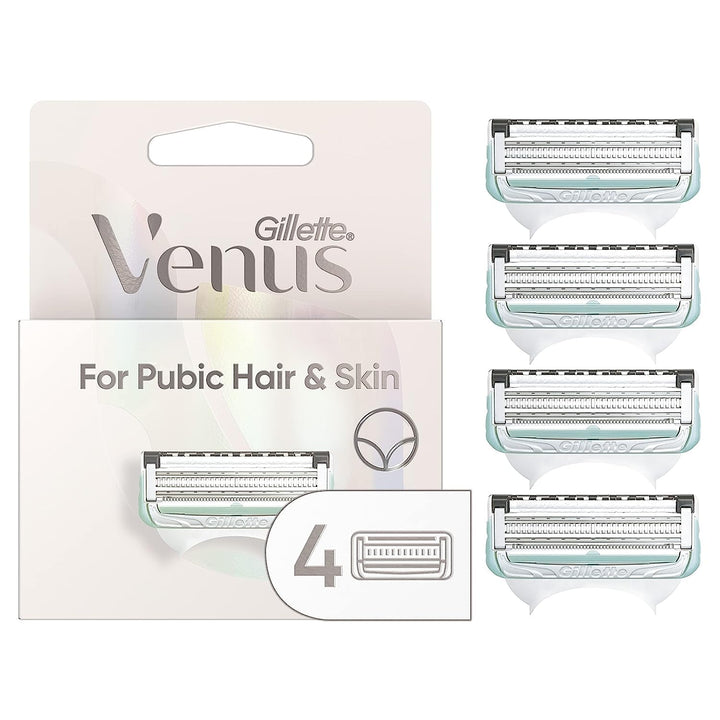 Gillette Venus Intimate Grooming Womens Razor Blade Refills with Bikini Trimmer, 4 Count