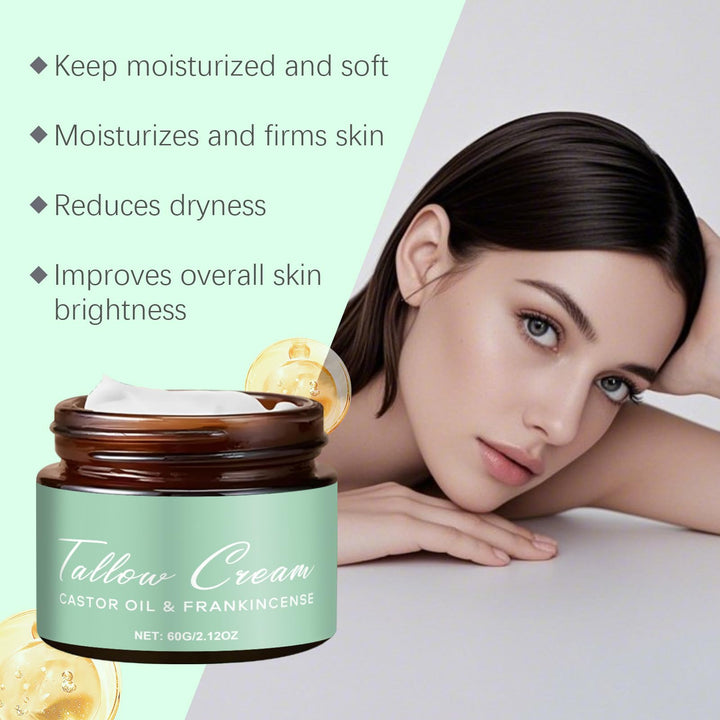EELHOE Grass Fed Beef Tallow for Skin Organic Whipped Beef Tallow Frankincense and Castor Oil Face Moisturizer Cream for Face Hand Body 100% Pure Natural Facial Skincare for Women Men