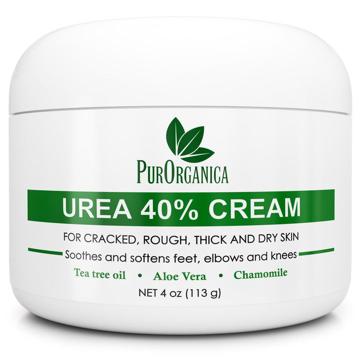 PurOrganica Urea 40% Cream – Made in USA – Foot Cream for Thick, Cracked, Rough, Dead & Dry Skin - Corn, Callus and Dead Skin Remover, Toenail Softener, Moisturizer For Feet, Elbows, Hands and Knees