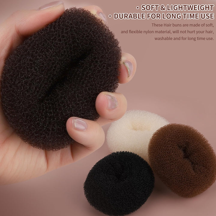Teenitor Medium Donut Hair Bun Maker Set - 4 Colors Medium Size Hair Bun Maker for Women's Hair, Hair Donuts for Buns, 5 Elastic Bands, 20 Hair Pins, Bun Hair Pieces for Women