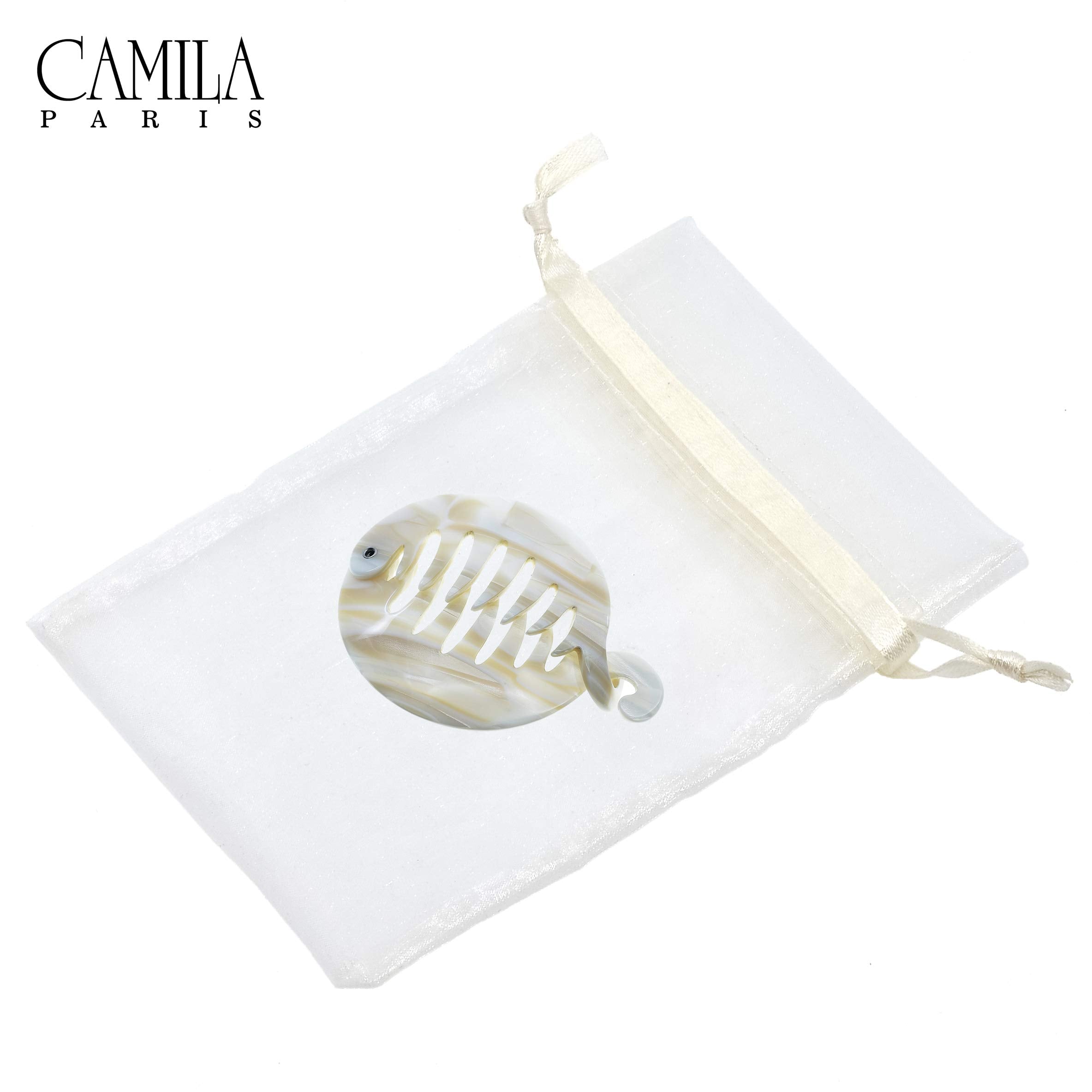 Camila Paris - CP2338 (4) ROUND French woman Hair Accessories, Hair Banana Strong and Durable Hair Ornaments. Handmade in France with Cellulose Acetate (4, ALBA)