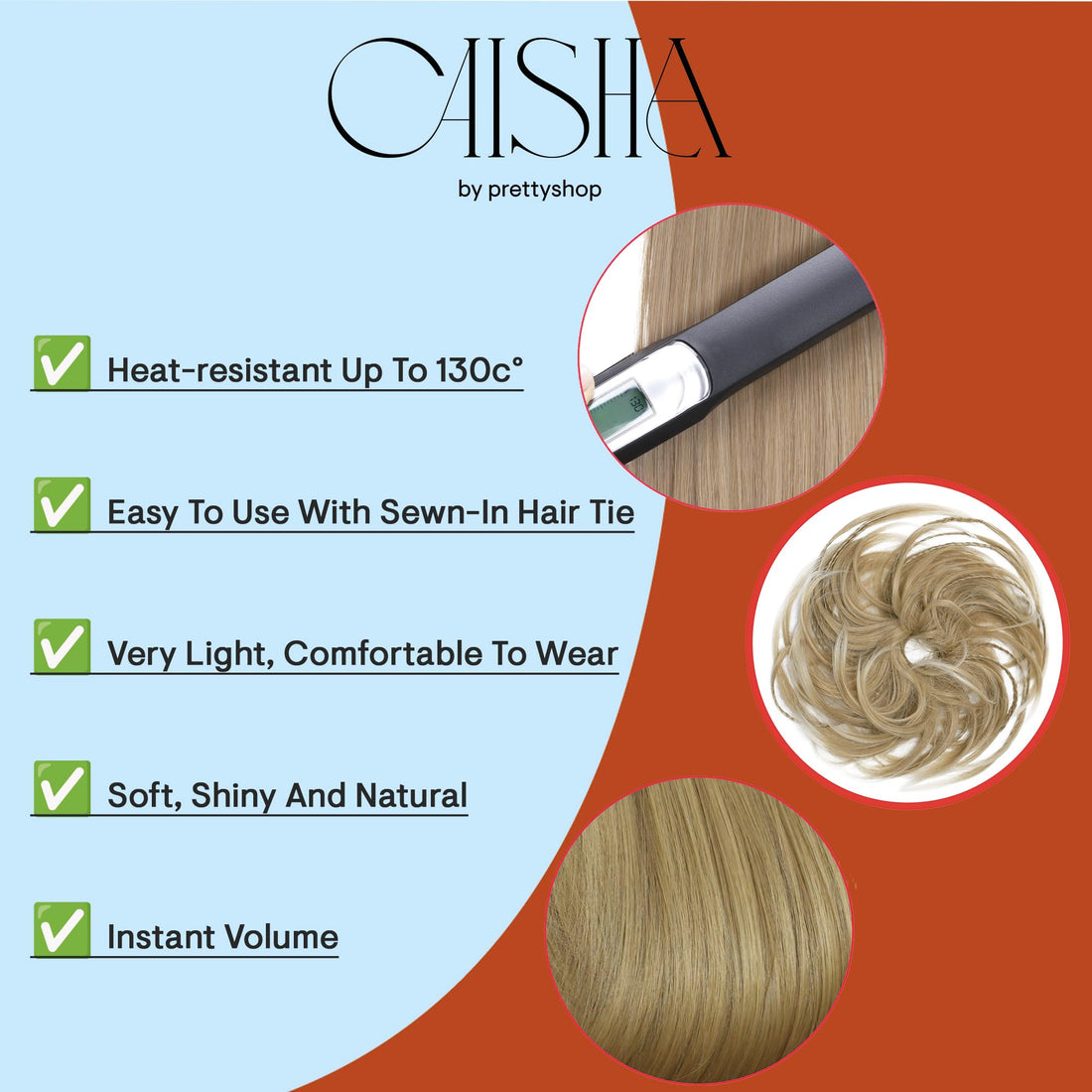 Light Brown Blonde Mix #6H613 G21D: Prettyshop Hairpiece Hair Rubber Scrunchie Scrunchy Updos Voluminous Wavy Messy Bun Light Brown Blonde Mix #6H613 G21D