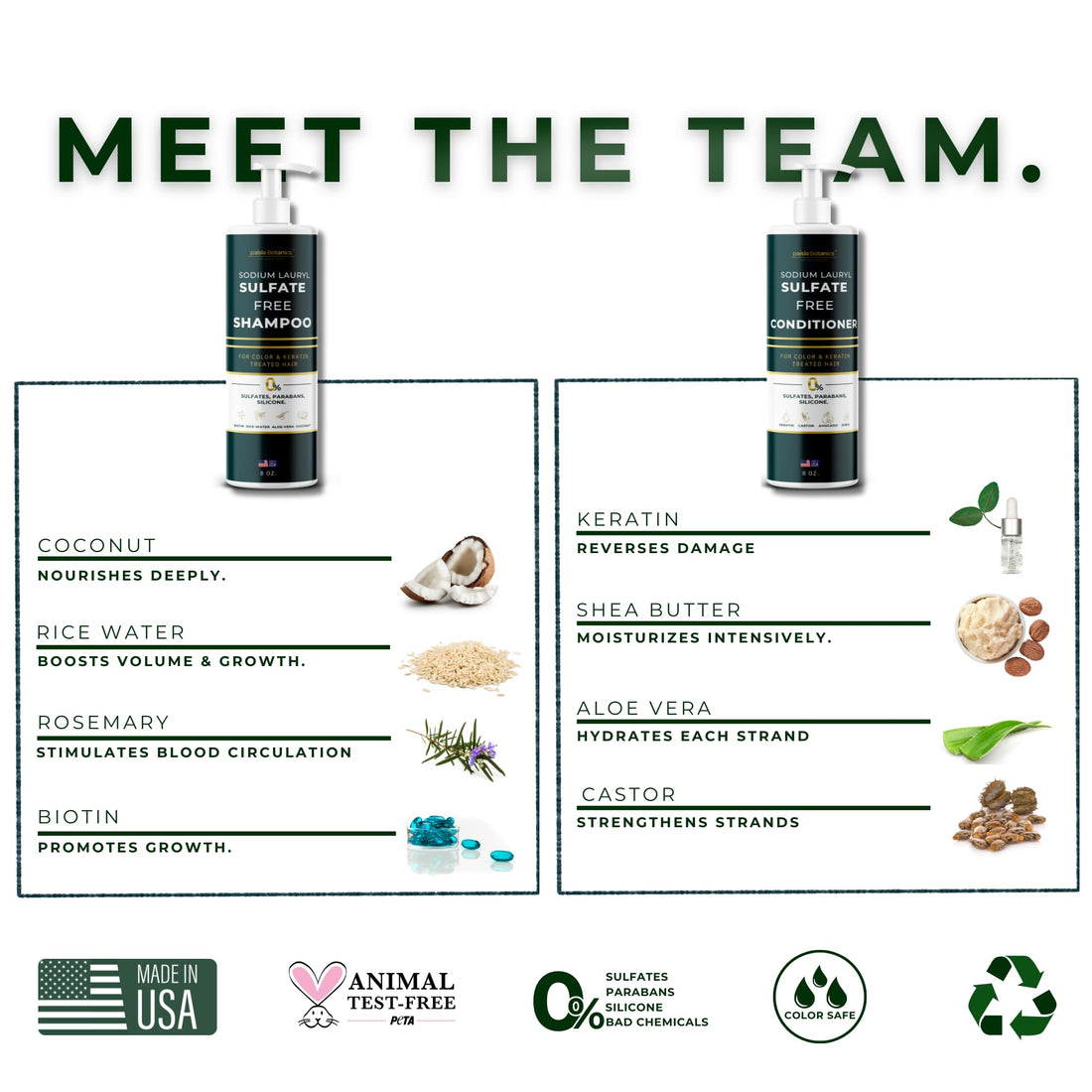 Sodium Lauryl Sulfate Free Shampoo and Conditioner Set Sulfate Free Shampoo and Conditioner For Color Treated Hair ALL NATURAL Women & Men Shampoo and Conditioner SLS Paraben and Sulfate Free Shampoo