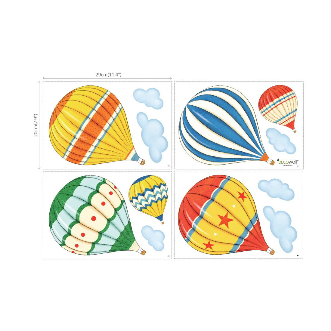 DECOWALL DS-8011 Colourful Hot Air Balloons Kids Wall Stickers Wall Decals Peel and Stick Removable Wall Stickers for Kids Nursery Bedroom Living Room (Small) dcor