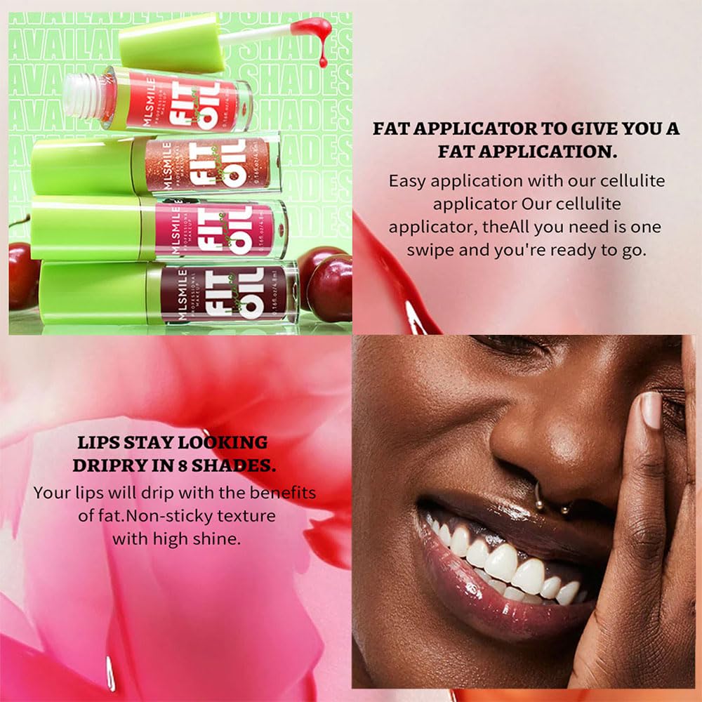 4 Colors Lip Oil Lip Glaze, Hydrating Lip Glow Oil Fit Oil Lip Care, Shiny Transparent Lip Gloss Plumping,Long Lasting Nourishing Non-sticky Fresh Clear Smooth Lip Care Product-Set A