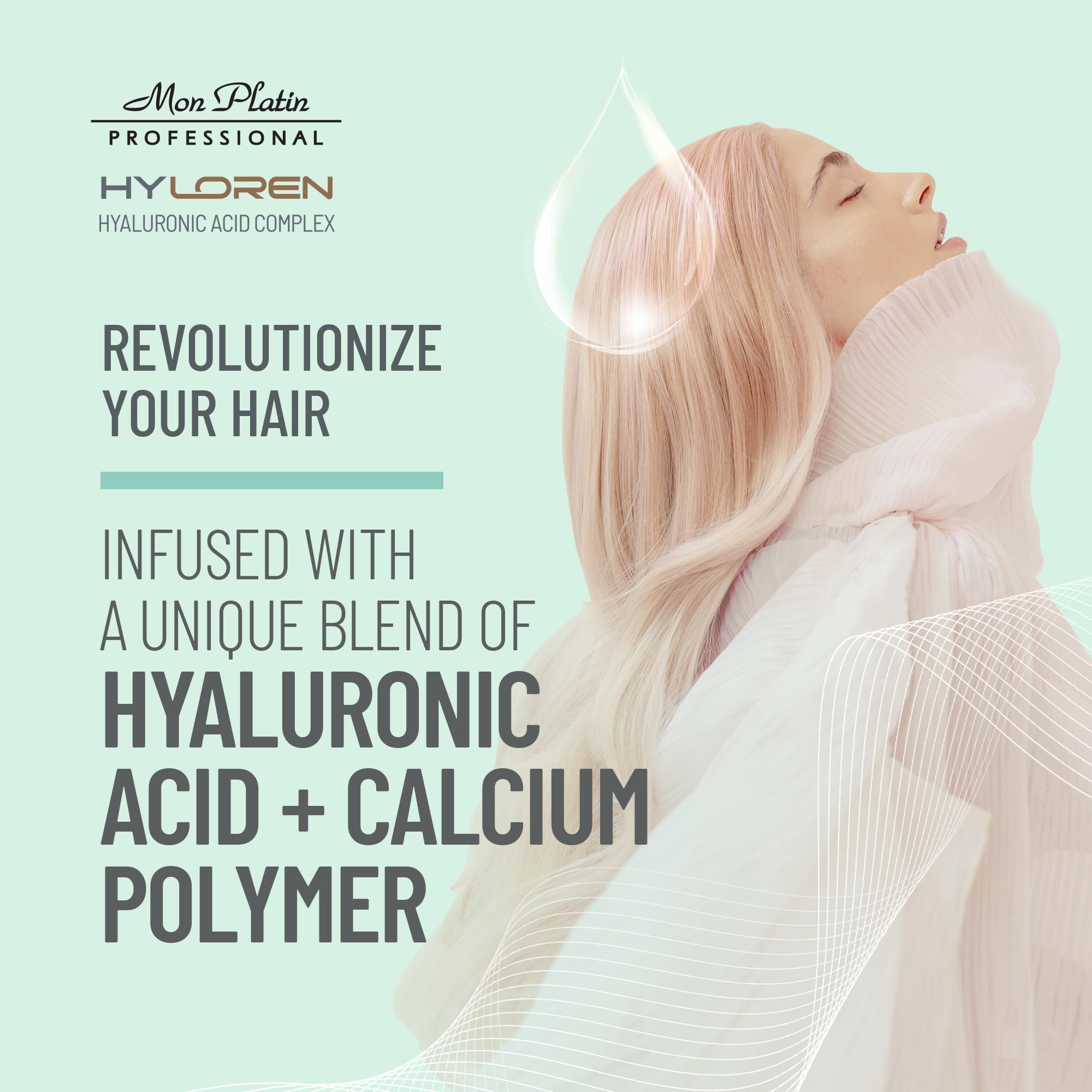 Mon Platin Professional HYLoren Boosting Shampoo, 500ml - For Thin, Sparse and Brittle Hair with Hyaluronic Acid, Volumizing and Thickening Shampoo, SLS/SLES Free, for Damaged Hair