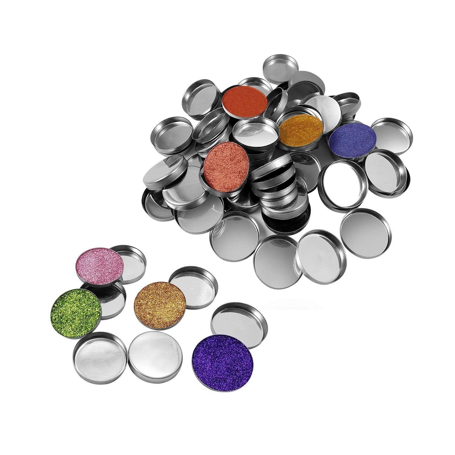 Allwon 56 Pack Empty Round Metal Pans For Eyeshadow Palette Magnetic Makeup 26Mm