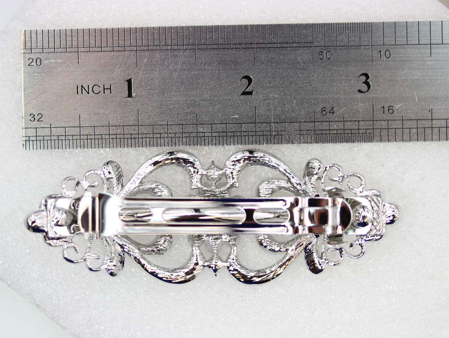 Faship Navy Blue Rhinestone Crystal Hair Gold Plated Barrette