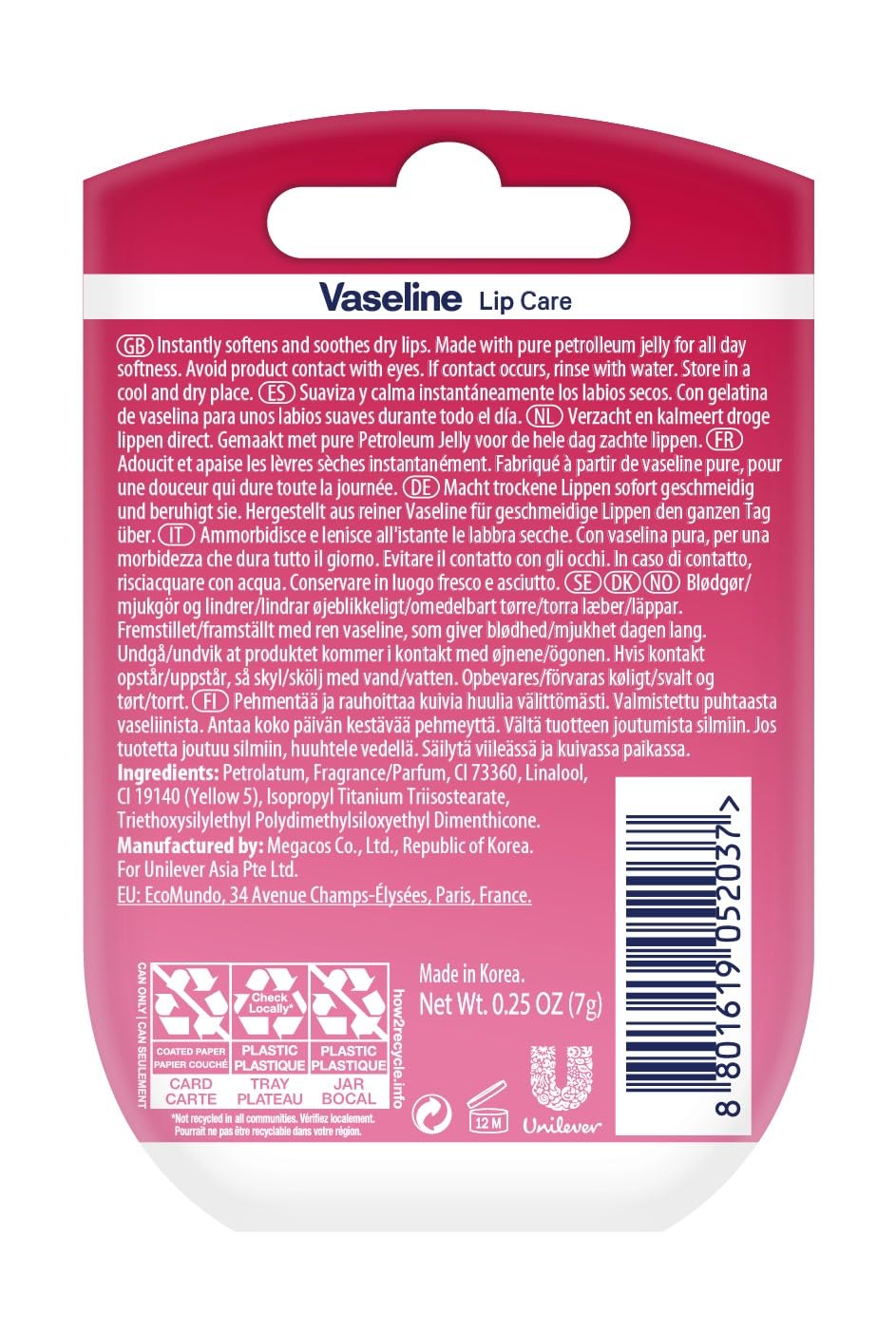 Vaseline Lip Therapy Rosy Lips, 0.25 oz
