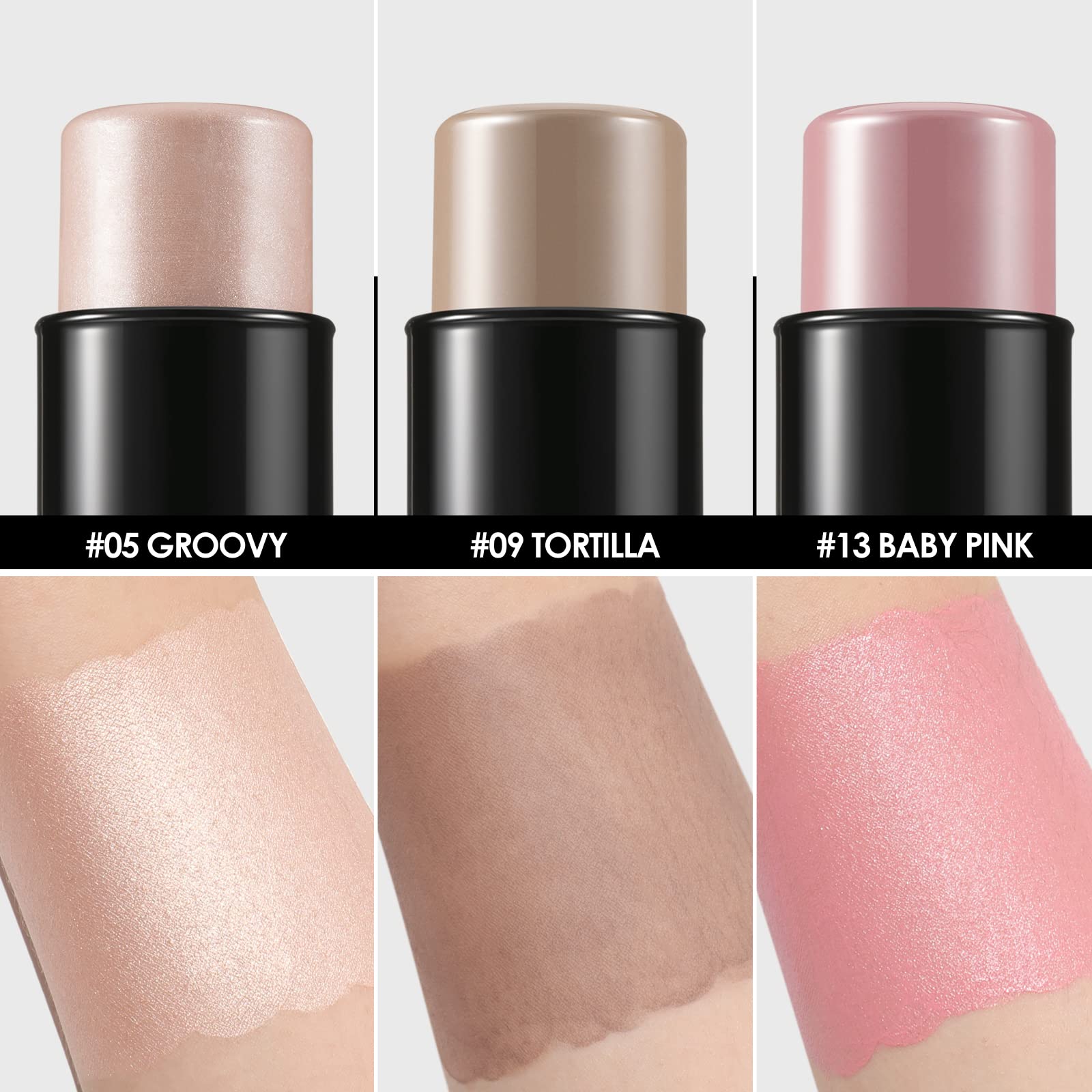 FOCALLURE 3 Pcs Cream Contour Sticks,Shades with Highlighter & Bronzer & Blush,Non-greasy Long-wear Face Contouring Pen,Easy to Sculpt the Face and Create a Lightweight Finishing Makeup,FAIR