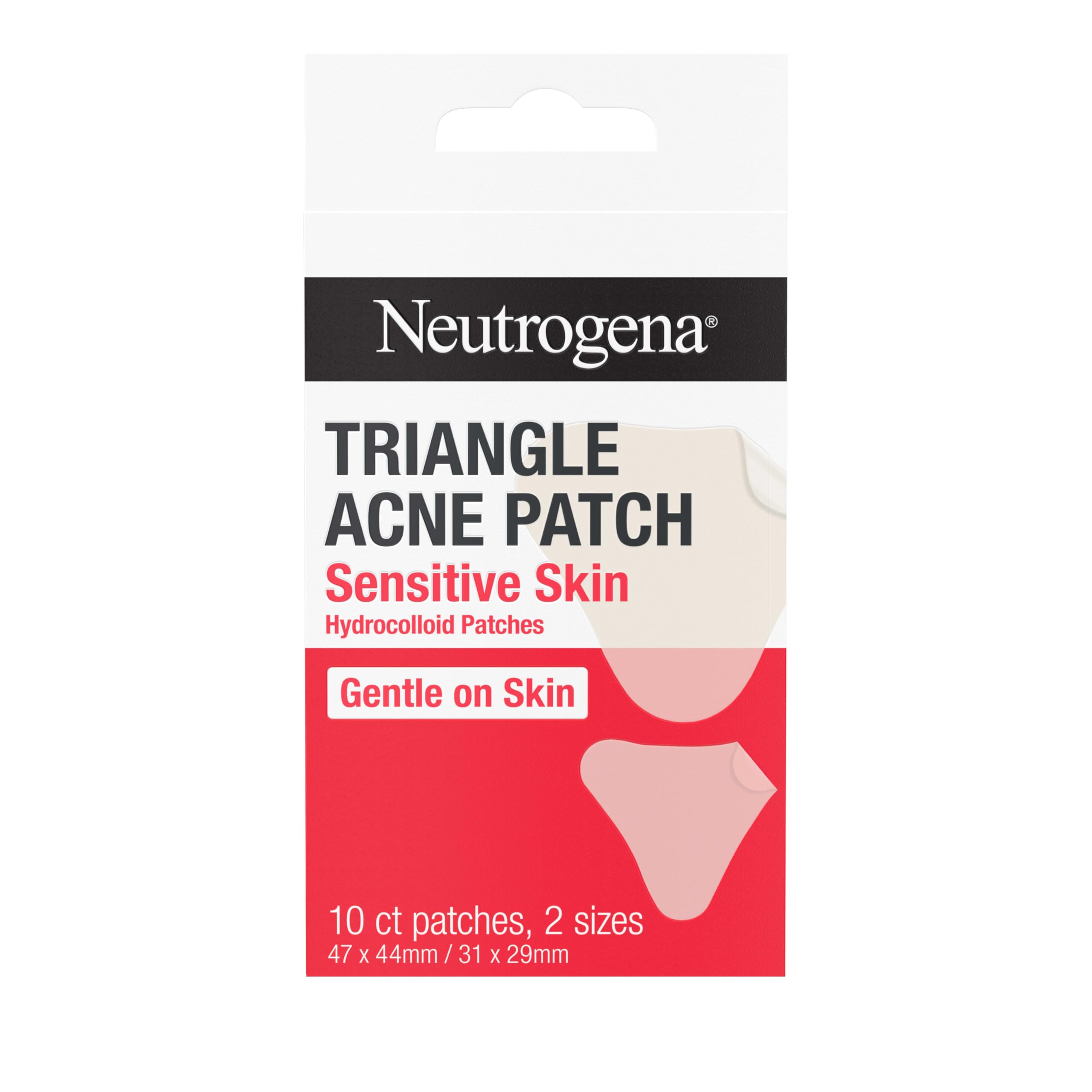 Neutrogena Triangle Acne Patches for Sensitive Skin, Small & Large Hydrocolloid Acne treatment Reduces the Look of Pimples & Blemishes in 6-8 Hours, Non-Medicated Patches, Two Sizes, 10 ct
