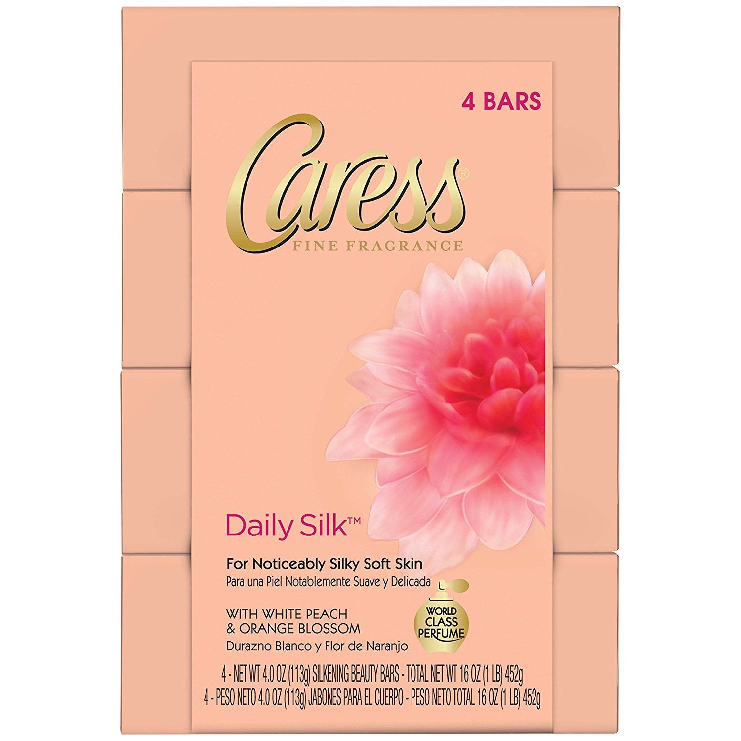 Caress Beauty Bar, Daily Silk 4 oz, 4 Bar