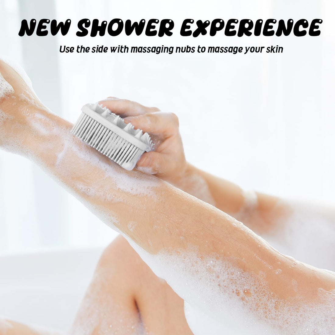 YEADMAL Dual-use Silicone Body Scrubber with Scalp Massage Shampoo Brush Exfoliating Bath Body Brush Gentle Silicone Shower Scrubber for Men/Women/Baby Skin Cleansing, 1 Pack (Gray)