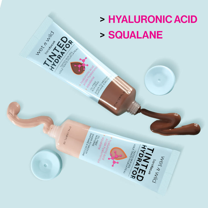 Wet n Wild Bare Focus Tinted Hydrator-Light Moisturiser for Glowing Skin, Buildable Sheer-to-Medium Coverage, Semi-Matte Finish, Hyaluronic Acid & Vegan Squalane Enriched Formula Cruelty Free-27 ml