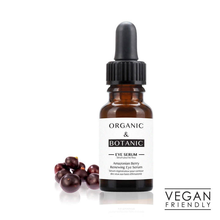 Organic & Botanic Amazonian Berry Renewing Eye Serum, 30ml. Premium Vegan Skincare For All Skin Types. Made In The UK.