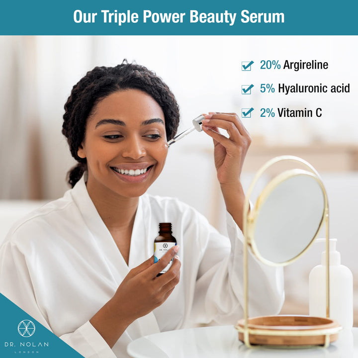 Dr Nolan Argireline Serum – 20% Argireline with 5% Hyaluronic Acid, Vitamin C Serum – Anti-Aging Serum for Radiant Skin – Anti-Wrinkle Peptides for Face, Neck & Hands