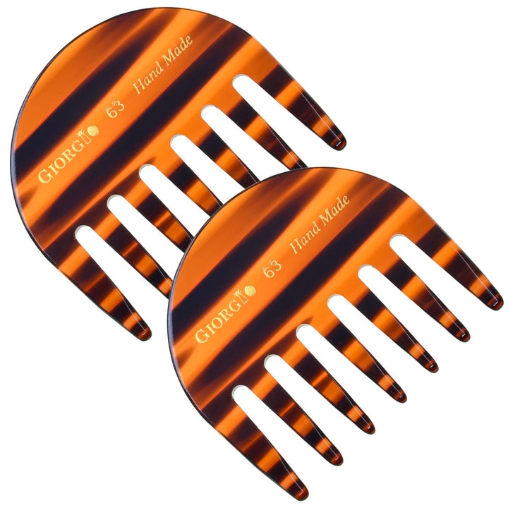Giorgio G63 2 3/4 Hand Made Tortoise Detangling Comb - Wide Teeth Flexible Comb. Hand-Made of quality Durable Cellulose, Saw-cut and Hand Polished. (2-Pack) : 2-Pack