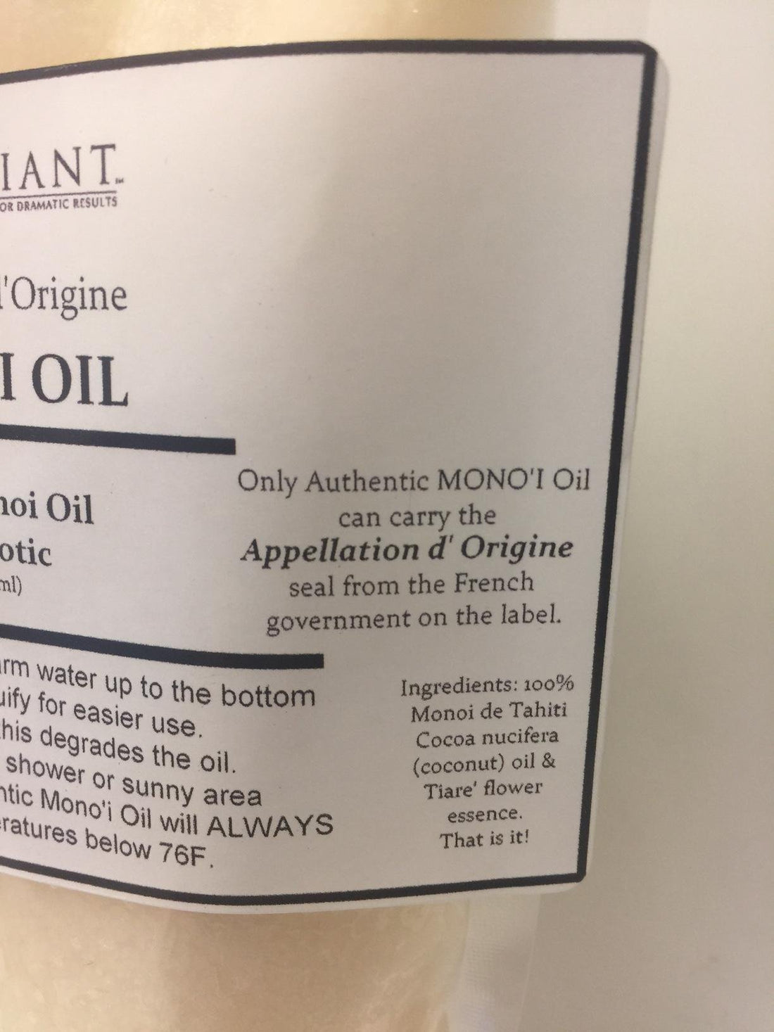 Monoi de Tahiti Oil-100% Natural-32 ounce