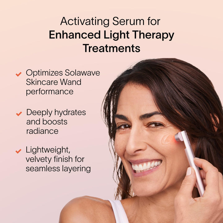 Solawave LightBoost Red Light Therapy Wand Activating Serum | Works with Microcurrent Face Wand and Galvanic Current Devices | Boosts Hydration, Radiance & Diminishes Fine Lines & Wrinkles (1.7 oz)